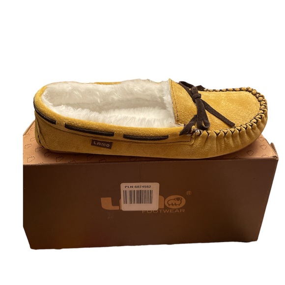 Lamo Womens Britain Slippers Yellow Moc Toe Bow Slip On size 8 - Picture 3 of 5